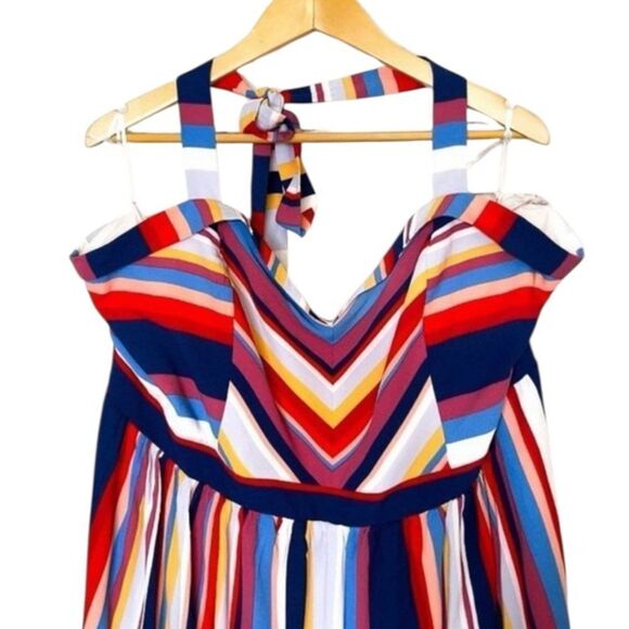 MODCLOTH Frequently Piquant Colorful Striped Halter Dress - Picture 3 of 10